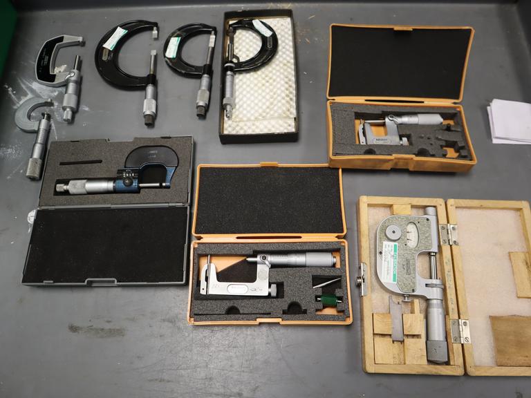 Micrometers, Assorted Types and Brands, Mitutoyo 0-1" & 1-2" Pin Mics, Fowler 0-1" Pressure Mic, Starrett, SPI and More