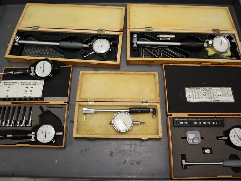Dial Bore Indicators (6pcs), (1) Mitutoyo .7-1.4", (1) Mitutoyo .4-.7", (1) Mitutoyo .24-.4", (3) China Brand