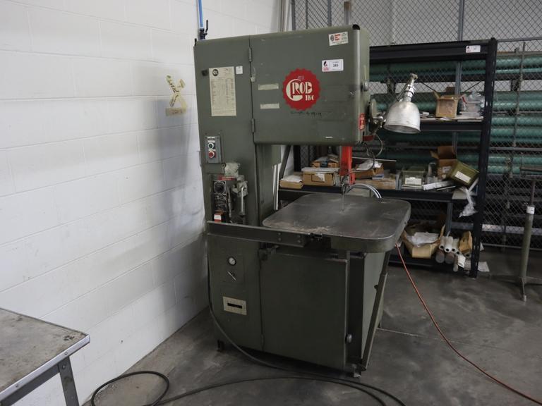 Grob 4V-18 Vertical Band Saw, 18" Throat, Blade Welder | Grinder, Variable Band Speed, Tilting Work Table w Pneumatic Feed