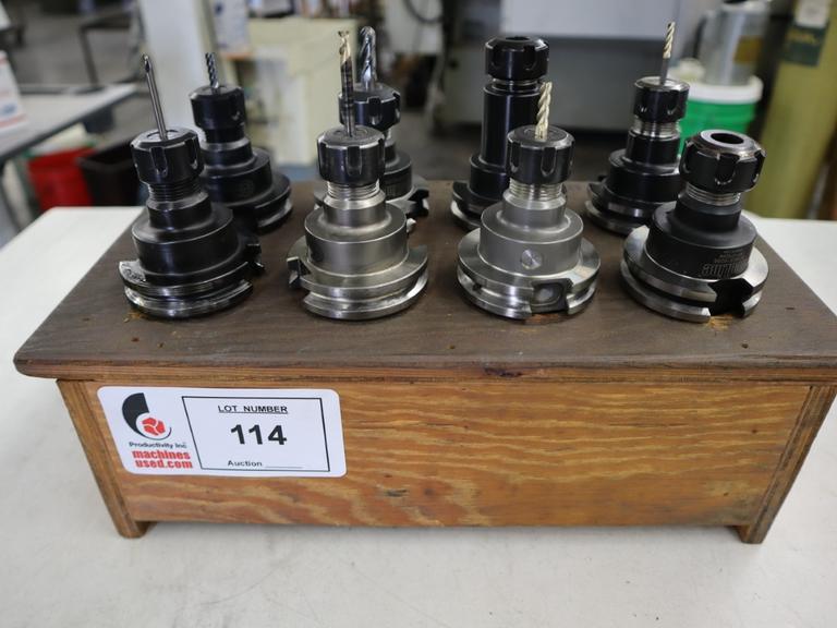 CAT40 ER16 Collet Type Tool Holders in Wood Rack (8pcs)