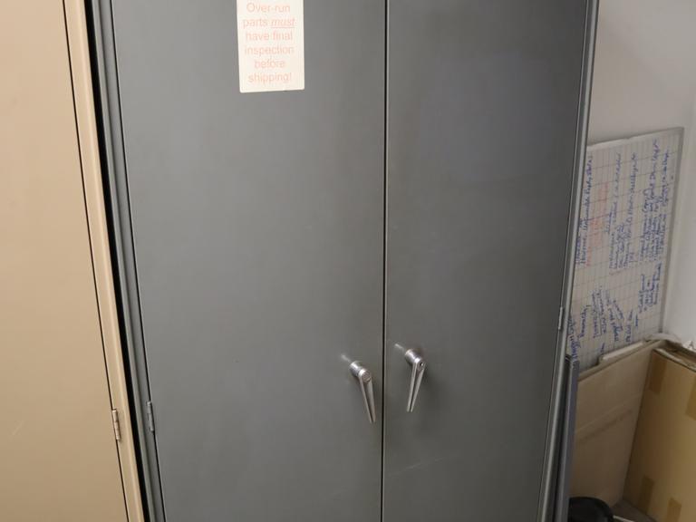 Equipto Steel 2 Door Cabinet with 7 Adjustable Shelves and Contents of Hardware and Fasteners