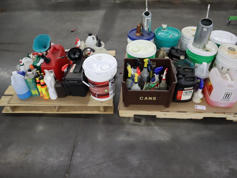 Cleaning Chemicals, Way Oils, Fuel, and Other Flammables on (2) Pallets