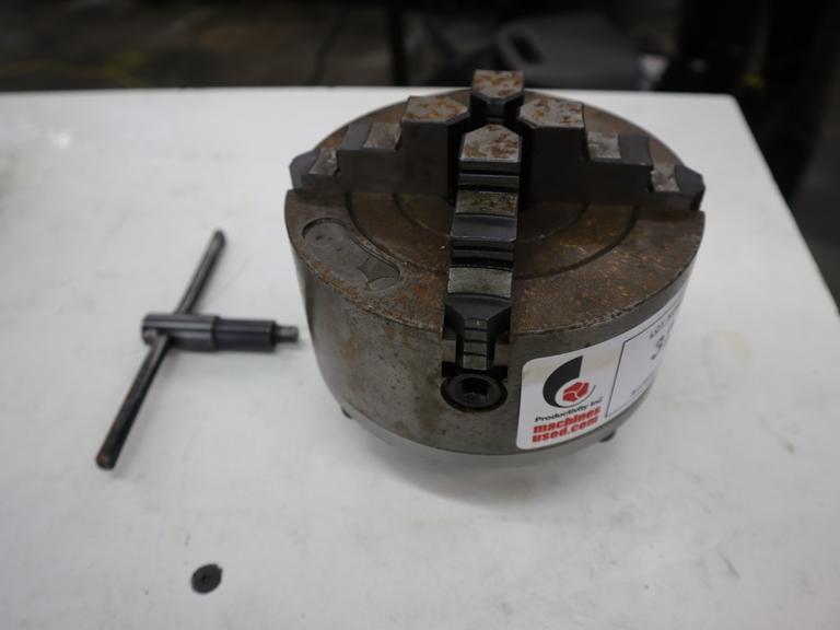 6" 4-Jaw Chuck with Hardinge Camlock Back Plate, Chuck Wrench