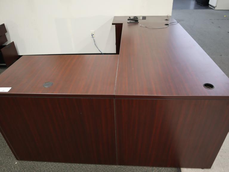 L-Shaped Laminated Office Desk with(2) 2 Door File Cabinets