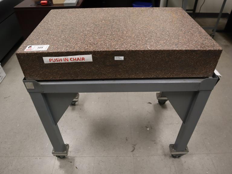 Tru-Stone Granite Surface Plate, Grade A 36" x 24" x 6",  on Heavy Duty Rolling Stand