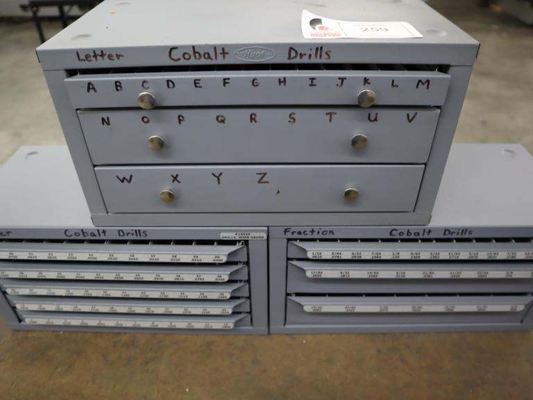 Huot Cobalt Drill Indexes (3pcs), Letter, Number, Fractional with Contents of Drills
