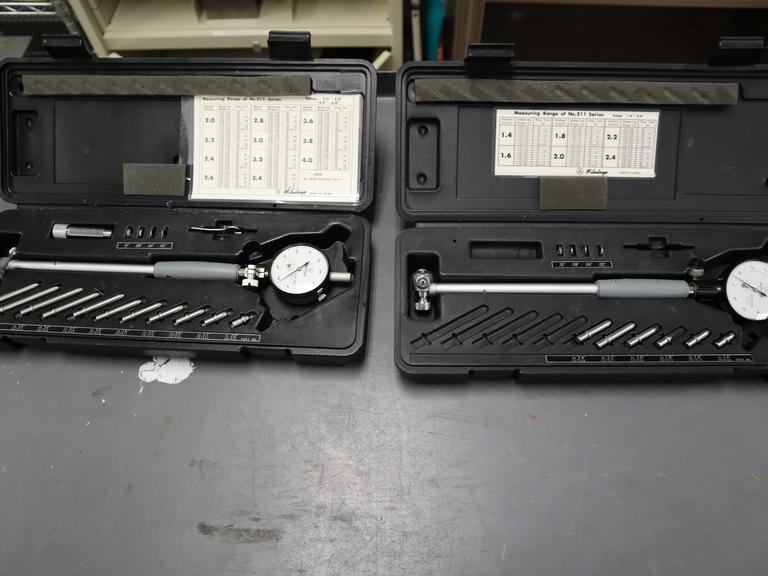 Mitutoyo Dial Bore Guage Sets (1) 1.4" - 2.4", (1) 2" - 4", In Plastic Cases