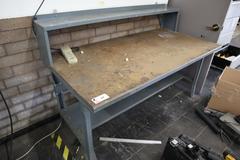 Steel Frame Work Bench with Particle Board Top and Upper and Lower Shelves