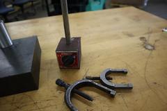 Black Granite Height Stand with Yuasa 1" Travel Indicator, Vee Block, and Mag Base Indicator Stand