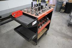 Huot Rolling Tool Rack (48 Pocket) with Assorted CAT40 Tool Holders