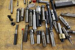 Lathe Tooling, Assorted, Collet Holders, Bar Puller Parts, Chuck Key, Boring Bar and More