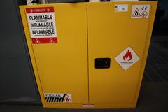 Yuquan 2 Door Locking Flammable Cabinet with Adjustable Shelves and Contents of Chemicals, Paint, Cleaners