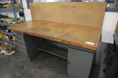 Equipto Heavy Duty Steel Work Bench with Wood Top and Lower Drawers