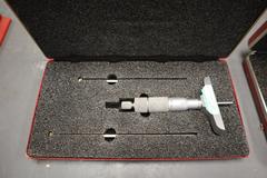 Depth Micrometers (2pcs), (1) Starrett 0-6" Blade Depth Mic, (1) Central Tool 0-3" Round Barrell Mic