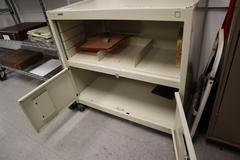Rolling Metal Cabinet with Under Shelf and 2 Door Bottom