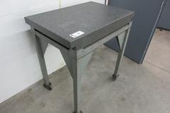 Tru-Stone Grade B, Black 2 Lip Granite Surface Plate on Heavy Duty Rolling Steel Stand, Stone is 36" x 24" x 4"