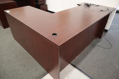 L-Shaped Laminated Office Desk with(2) 2 Door File Cabinets