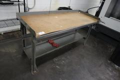Metal Frame Work Bench with Particle Board Top and CAT40 Tool Vise