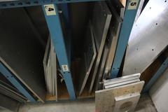 Teardrop Style Racking (1) Section with Contents of Mostly Aluminum Fixture Plates with Steel Hardware