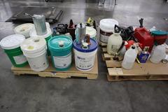 Cleaning Chemicals, Way Oils, Fuel, and Other Flammables on (2) Pallets