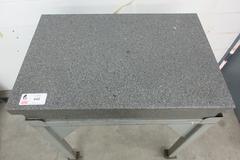 Tru-Stone Grade B, Black 2 Lip Granite Surface Plate on Heavy Duty Rolling Steel Stand, Stone is 36" x 24" x 4"