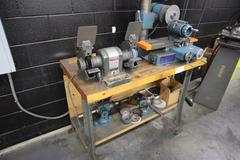 KO Lee End Mill Grinder with Attachments, Craftsman Double End Bench Grinder and Maple Top Work Bench