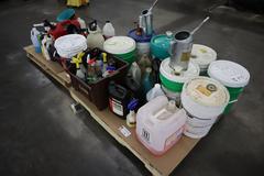 Cleaning Chemicals, Way Oils, Fuel, and Other Flammables on (2) Pallets