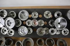 5C Step Collets and Collet Closer Rings with Wood Rack