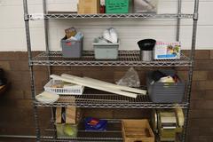 Rolling Wire Racking Unit with 6 Adjustable Shelves and Assorted Contents