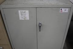 Metal Storage Cabinet, 2 Door with 3 Adjustable Shelves and Contents