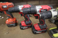 Cordless Drills, Assorted Brands, Ryobi, Hyper Tough, Black and Decker