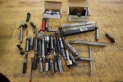 Lathe Tooling, Assorted, Collet Holders, Bar Puller Parts, Chuck Key, Boring Bar and More
