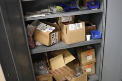 Equipto Steel 2 Door Cabinet with 7 Adjustable Shelves and Contents of Hardware and Fasteners
