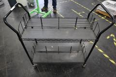 Rolling Wire Cart with 2 Adjustable Divided Shelves