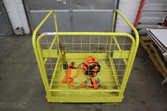Fork Mounted Man lift Cage with Safety Chains and Personal Safety Harness, 771 lb Capacity