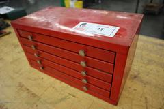 Huot Index (5) Drawer with Taps, Reamers, Insert Cutters, Boring Tools, etc..