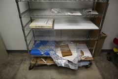 Rolling Adjustable Shelf Wire Racking with 10 Shelves and Contents