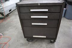 Machinist Rolling Tool Box, 3 Drawer, Open Door Bottom, with Contents