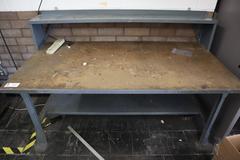 Steel Frame Work Bench with Particle Board Top and Upper and Lower Shelves