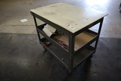 Rolling Steel Shop Cart with 3 Shelves and Plastic Top