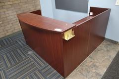 L-Shaped Laminated Front Secretary Desk with (2) Under Desk File Cabinets