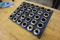 Hardinge 5C Collets in Metal Divider Rack (30)