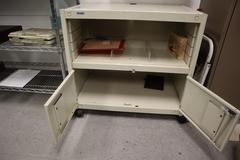 Rolling Metal Cabinet with Under Shelf and 2 Door Bottom