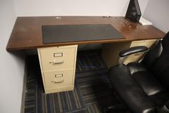 Desk with Return, 2 Hon 2-Drawer File Cabinets, Office Chair and Contents