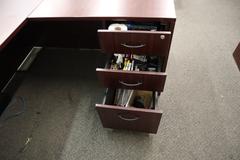 L-Shaped Laminated Office Desk with(2) 2 Door File Cabinets