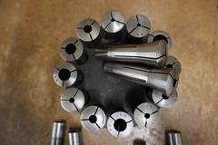 R8 Collets in Carousel, Assorted R8 Tool Holders, End Mill, Boring Head, Shell Mill