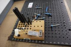 Fixture Plate for Measurement 20" x 24" Drilled and Tapped and with Peg Holes on 1" Centers with Clamps 