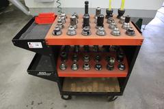Huot Rolling Tool Rack (48 Pocket) with Assorted CAT40 Tool Holders