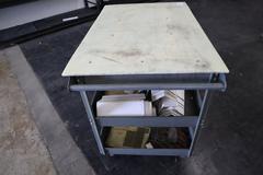 Rolling Steel Shop Cart with 3 Shelves and Plastic Top