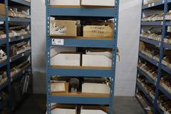 Teardrop Style Racking (2) 4' Sections, (18) Shelves,  with Contents of Mostly Aluminum Fixture Plates with Steel Hardware